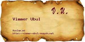 Vimmer Ubul névjegykártya